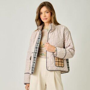 Mystree Mixed Plaid Quilted Jacket